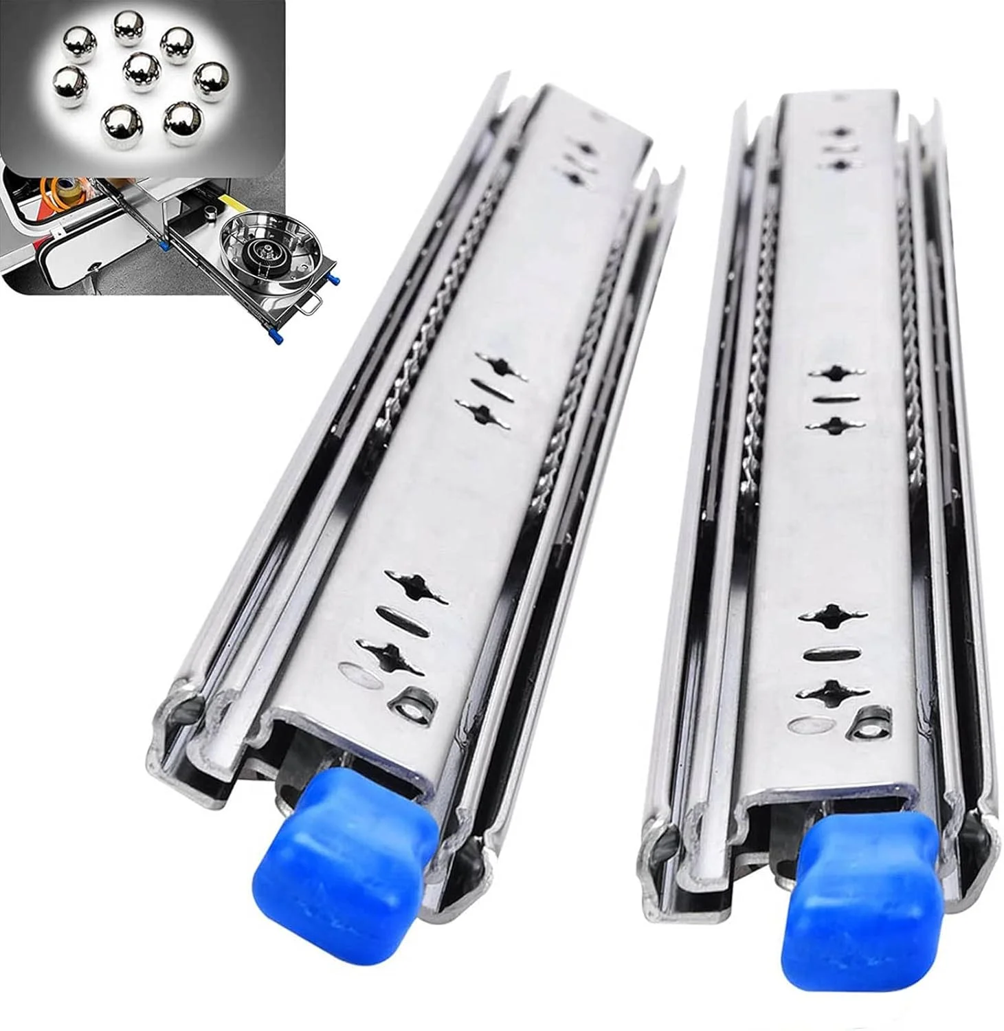 ریل کشویی قفلدار، ریل کشو سنگین 100 تا 150 سانتیمتری، ریل کشویی بلبرینگ سه تایی با باز شدن کامل و قفل، ظرفیت بار 120 کیلوگرم، 1 جفت (135 سانتیمتر) ریل کشویی قفلدار، ریل کشو سنگین 100 تا 150 سانتیمتری، ریل کشویی بلبرینگ سه تایی با باز شدن کامل و قفل، ظرفیت بار 120 کیلوگرم، 1 جفت (135 سانتیمتر)