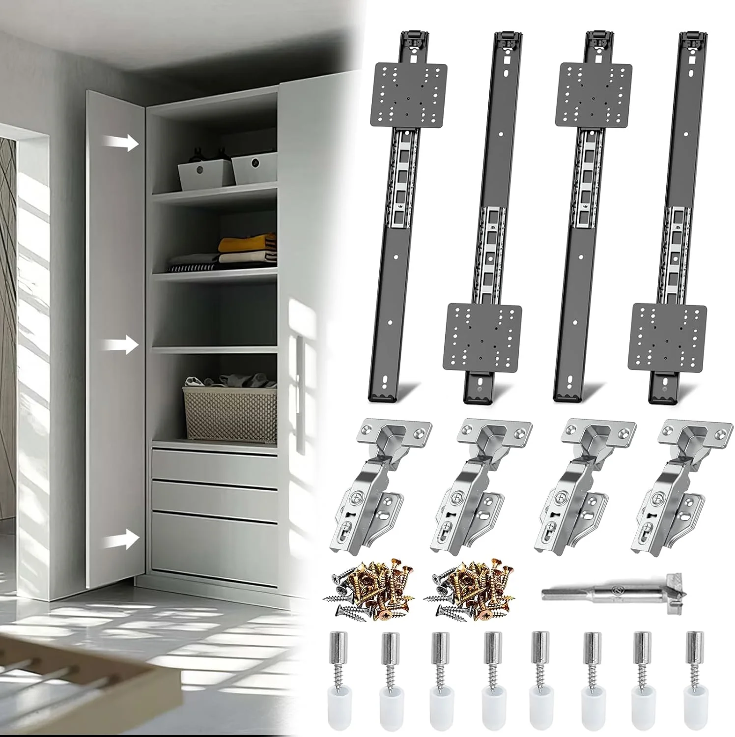 ریل درب پاکتی Lipshome، ریل درب پاکتی کابینت، لولا درب پاکتی، سخت افزار درب چرخشی توکار، کیت سخت افزار درب پاکتی کابینت مناسب برای درب توکار، درب کابینت (18 اینچ، 4 عدد) ریل درب پاکتی Lipshome، ریل درب پاکتی کابینت، لولا درب پاکتی، سخت افزار درب چرخشی توکار، کیت سخت افزار درب پاکتی کابینت مناسب برای درب توکار، درب کابینت (18 اینچ، 4 عدد)