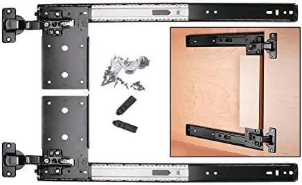 لولا و سخت افزار درب چرخشی Knape & Vogt Kv، مناسب برای نصب داخل قاب، خودکاربند، طول ریل 30.8 سانتی متر (کیت)، مشکی