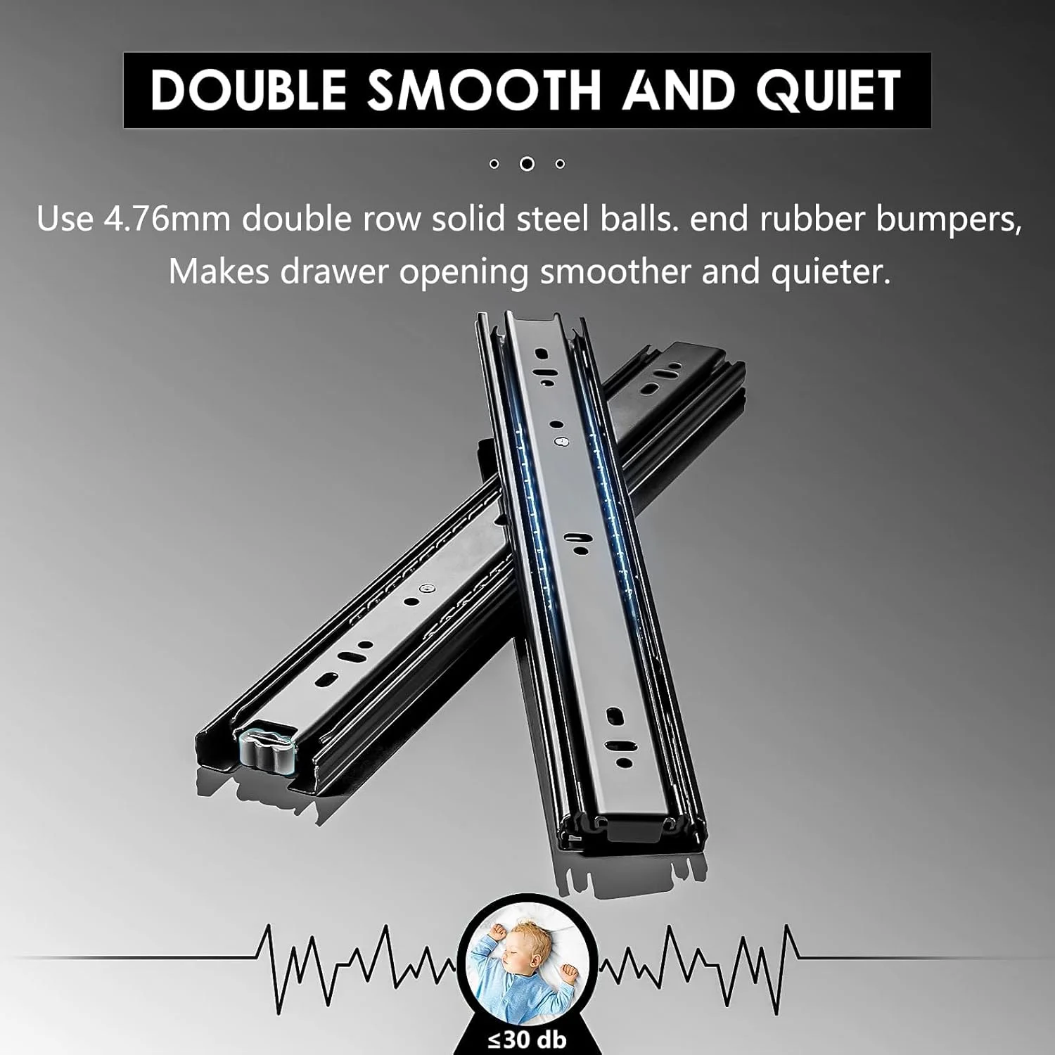 LBOYLOVE® یک جفت ریل کشو تلسکوپی آرام بند، 25 سانتیمتری، سه تکه، استیل ضد زنگ ضخیم تر، تحمل وزن 45 کیلوگرم