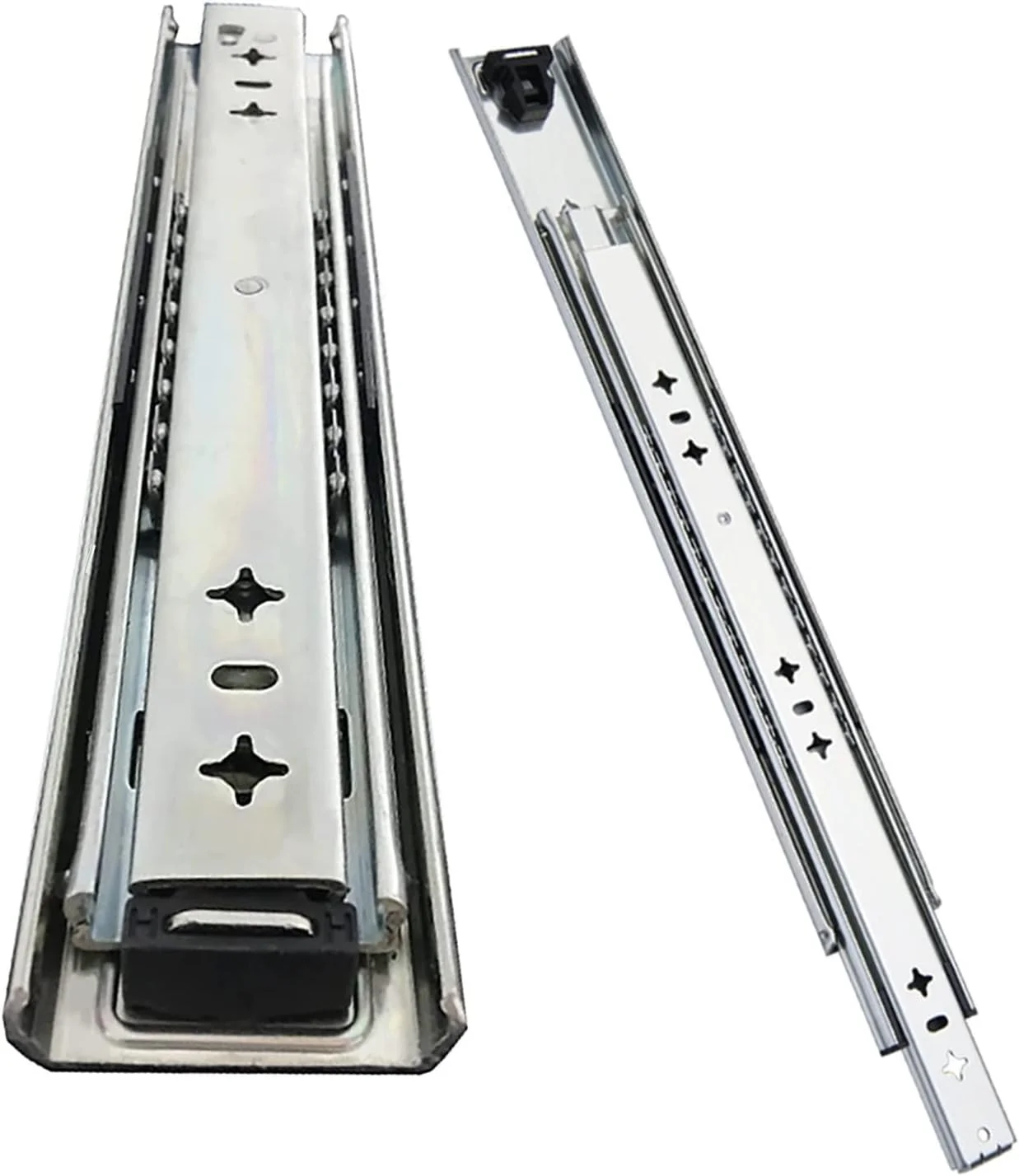 ریل کشویی فوق سنگین صنعتی 300 تا 1200 میلی متر - یک جفت ریل کشویی فلزی فولادی با بلبرینگ، حرکت نرم و روان، برای قفسه کالا، کمپر، ریل کشویی کابینت های سنگین (2 عدد 56 اینچ (1400 میلی متر))