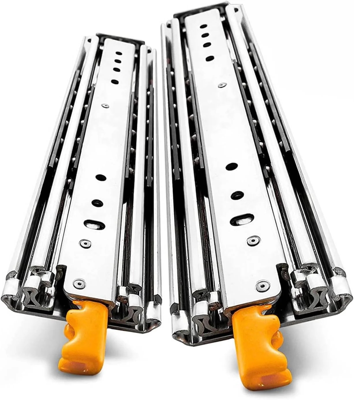 ریل کشویی قفل دار صنعتی، ریل کشویی بلبرینگ با خروج کامل، ریل کشویی سنگین، نصب جانبی 1 جفت، 40-80 اینچ، ظرفیت بار 450 پوند (1100MM(44 اینچ))