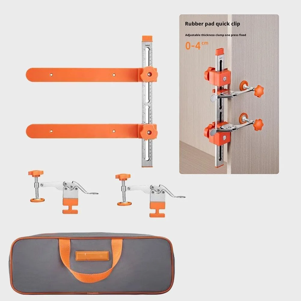 کیت جیگ نصب ریل کشو، جیگ سخت افزار کابینت قابل تنظیم با گیره ضامن دار و بازوی مغناطیسی، ابزار جیگ ریل کشو برای نصب سریع و دقیق کابینت و کشو (2 عدد)