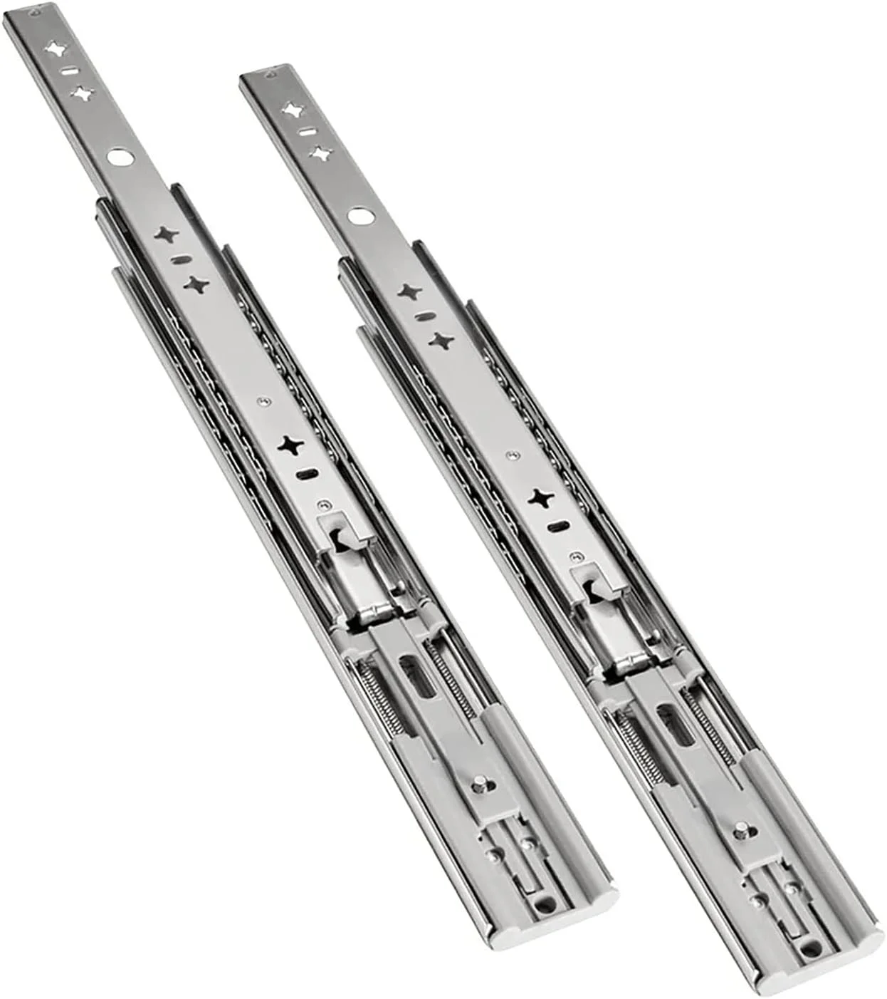 ریل کشو سنگین 12 تا 32 اینچ - ریل کشو بلبرینگ دار با مکانیزم آرام بند و باز شدن کامل - ریل کشو نصب جانبی برای کابینت آشپزخانه، پاتختی، کمد، ریل قفسه کشویی