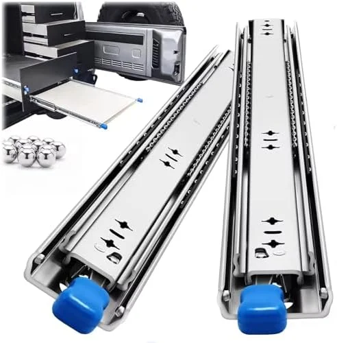 ریل کشویی کابینت ویترینی، ریل کشو صنعتی سنگین 250-1450 میلی متر بازشوندگی کامل ظرفیت بار 120 کیلوگرم قفل شو 2 جفت (4 عدد) - سیستم ریل کشویی روان