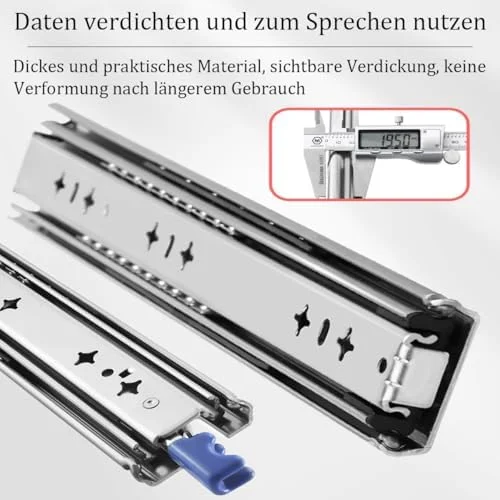 ریل کشویی کابینت ویترینی، ریل کشو صنعتی سنگین 250-1450 میلی متر بازشوندگی کامل ظرفیت بار 120 کیلوگرم قفل شو 2 جفت (4 عدد) - سیستم ریل کشویی روان