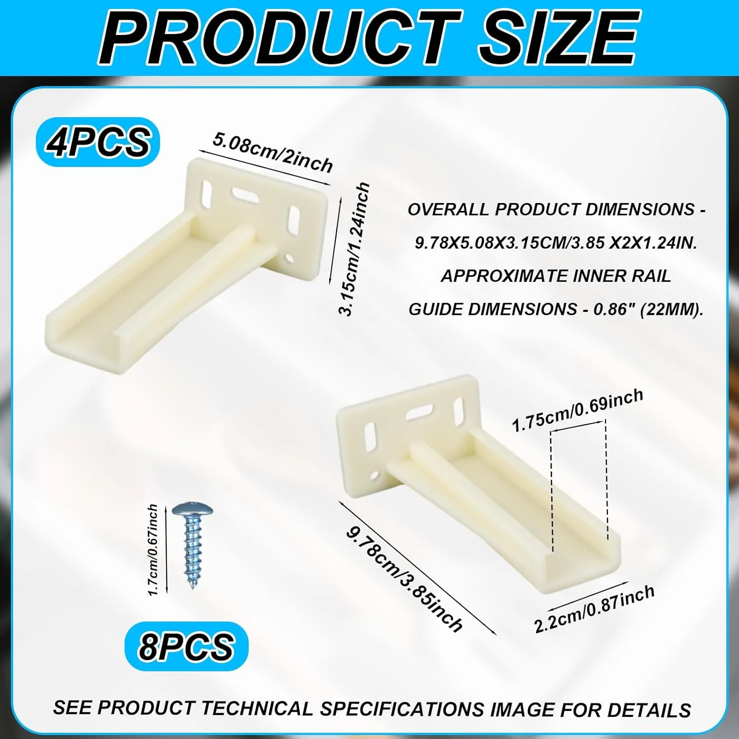 2 جفت سوکت ریل کشو عقب KT HR9000RL، صفحه پشتی ریل کشو پلاستیکی با پیچ، براکت های صفحه پشتی نصب