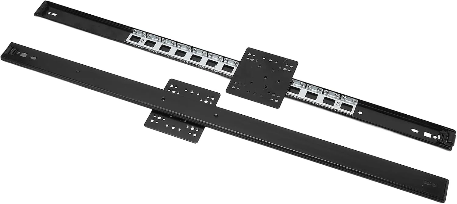 ریل کشویی سنگین 65 سانتی متری Haofy، بلبرینگ دار، نصب جانبی، مناسب برای کابینت دیواری، کابینت تلویزیون، مشکی، 35 میلی متری، دو قسمتی، مناسب برای RV و کامیون