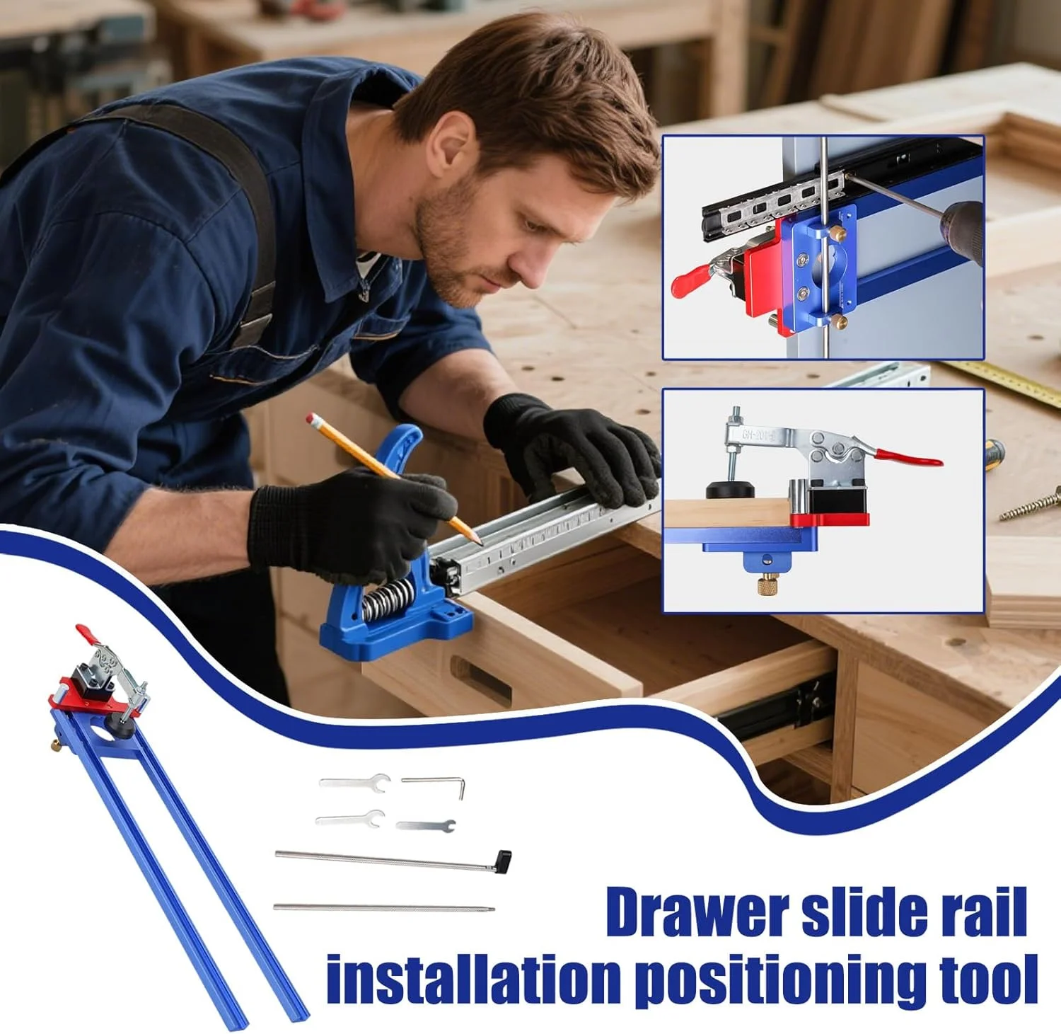 جیگ نصب دستگیره کابینت، ابزار نصب سخت افزار کابینت و ریل کشو، راهنمای دقیق برای کارگاه خانگی، میز اداری، مبلمان حمام، میز تحریر، آشپزخانه، نجاری و کابینت سازها