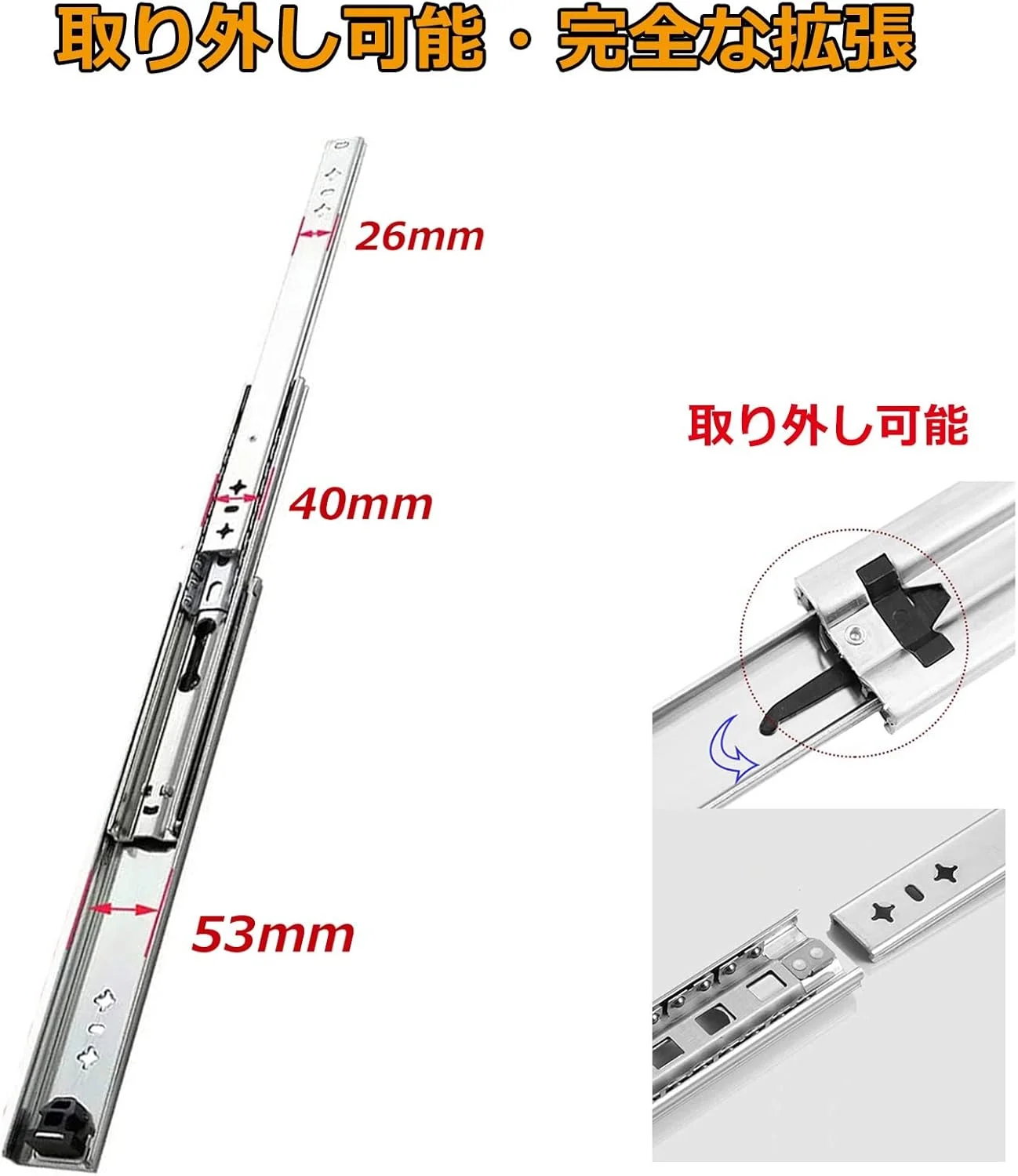 یک جفت ریل کشویی سنگین 300mm تا 1500mm - ریل های کشویی بلبرینگ دار، تحمل وزن 140 کیلوگرم، برای کشوهای ابزار، صنعتی، کمد لباس، ریل کشویی کابینت آشپزخانه (2 عدد 1400mm)