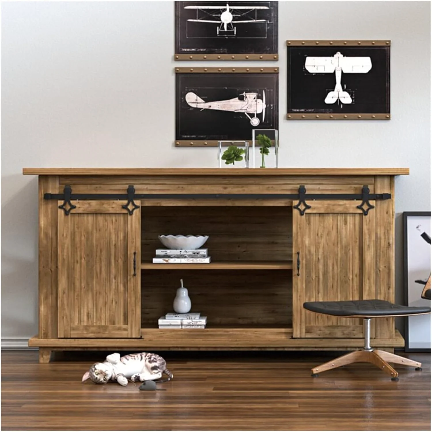 کیت سخت افزاری درب انبار، مناسب برای درب های کشویی کابینت مینی 24 تا 84 اینچی، غلتک های الماسی شکل مشکی برای ریل آویز تک/دوبل (درب تکی 30 اینچی) کیت سخت افزاری درب انبار، مناسب برای درب های کشویی کابینت مینی 24 تا 84 اینچی، غلتک های الماسی شکل مشکی برای ریل آویز تک/دوبل (درب تکی 30 اینچی)