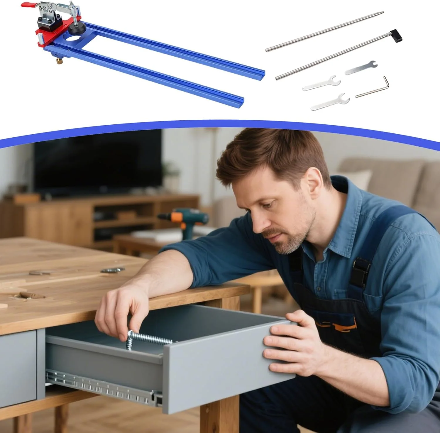 جیگ نصب دستگیره کابینت، ابزار نصب سخت افزار کابینت و ریل کشو، راهنمای دقیق برای کارگاه خانگی، میز اداری، مبلمان حمام، میز تحریر، آشپزخانه، نجاری و کابینت سازها