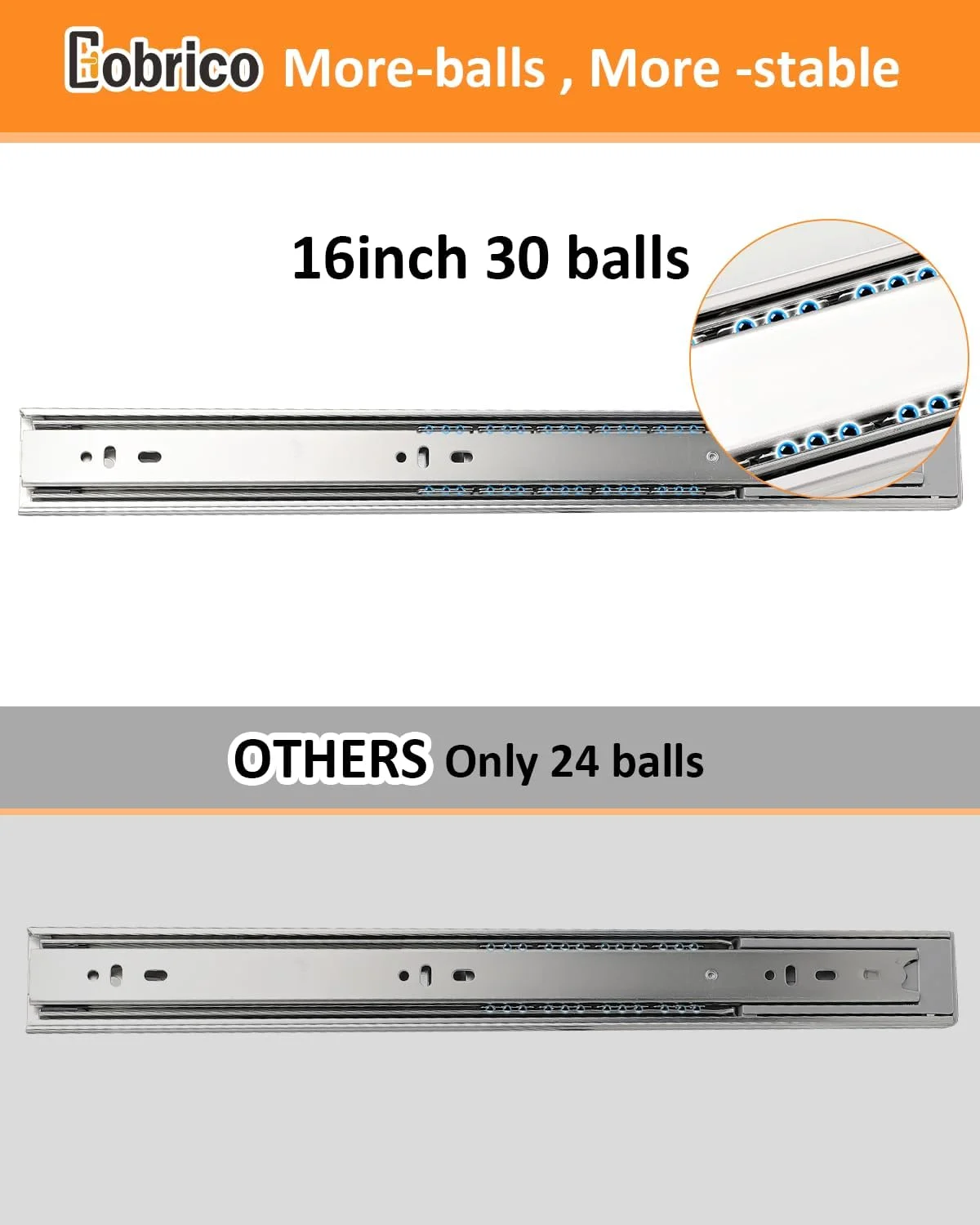 ریل کشو گابریکو 40 سانتی متری هیدرولیک آرام بند، بلبرینگ دار با باز شدن کامل، سه تکه، ظرفیت 45 کیلوگرم، یک جفت
