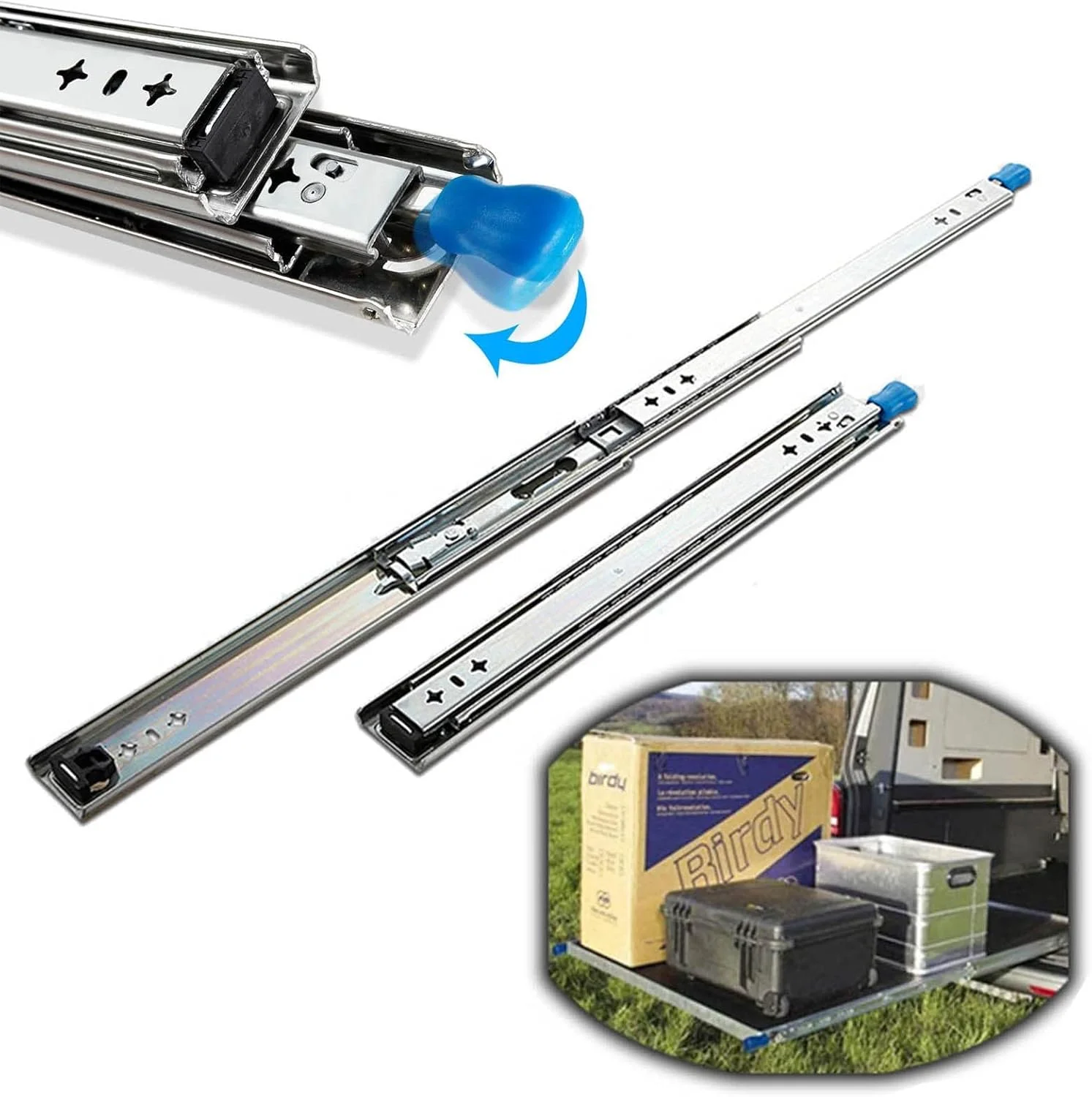 ریل کشویی سنگین وظیفه با باز شدن کامل، ریل کشو با قفل، ریل تلسکوپی بلبرینگ، ظرفیت بار 120 کیلوگرم، موجود در طول های 100، 115، 125، 135، 150 سانتی متر (125 سانتی متر) ریل کشویی سنگین وظیفه با باز شدن کامل، ریل کشو با قفل، ریل تلسکوپی بلبرینگ، ظرفیت بار 120 کیلوگرم، موجود در طول های 100، 115، 125، 135، 150 سانتی متر (125 سانتی متر)