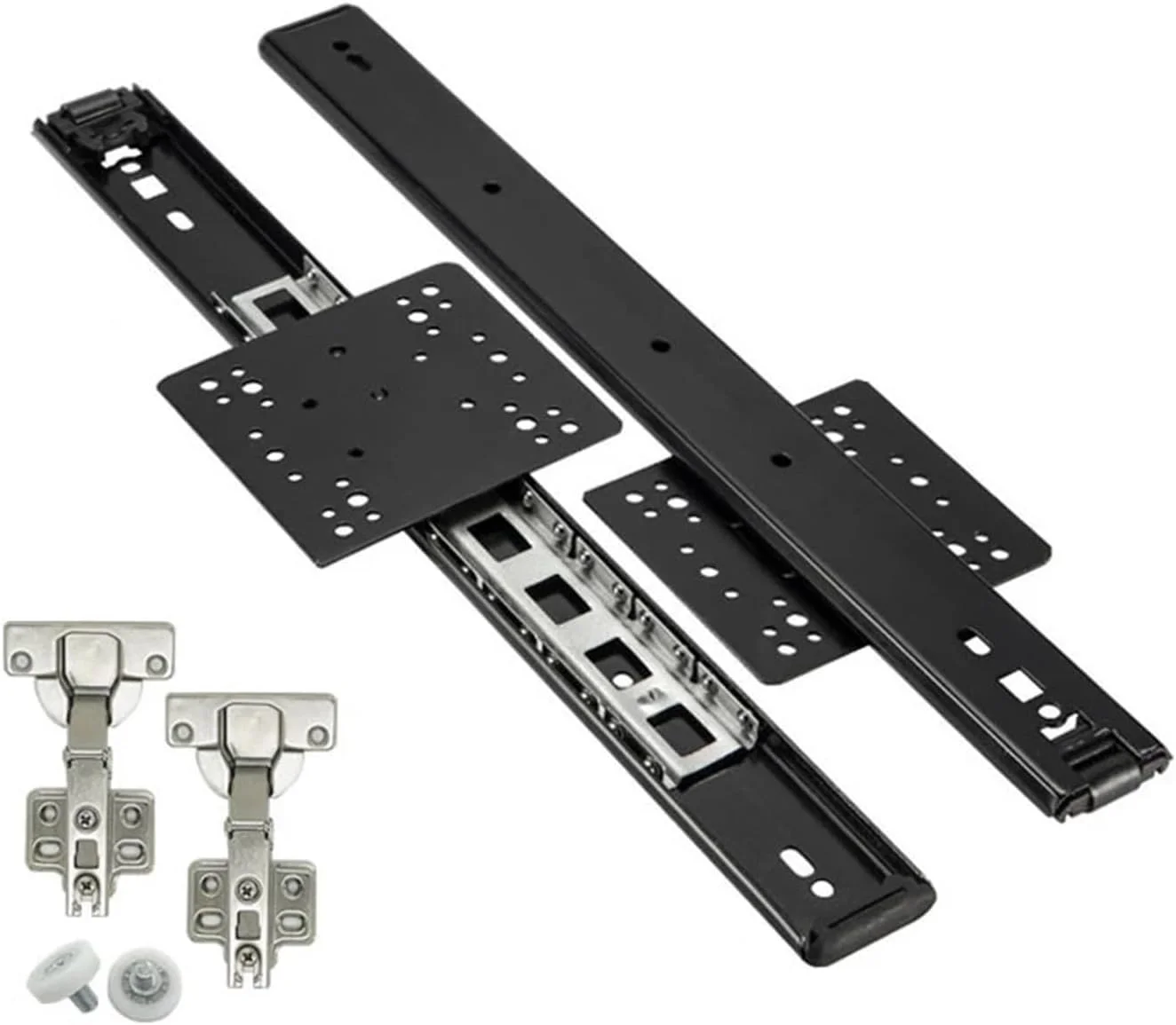 لوازم جانبی مبلمان ریل کشویی درب تاشو با مکانیزم آرام بند، ساچمه ای فولادی، مخفی، فولاد نورد سرد (سیاه 50 سانتی متری) لوازم جانبی مبلمان ریل کشویی درب تاشو با مکانیزم آرام بند، ساچمه ای فولادی، مخفی، فولاد نورد سرد (سیاه 50 سانتی متری)