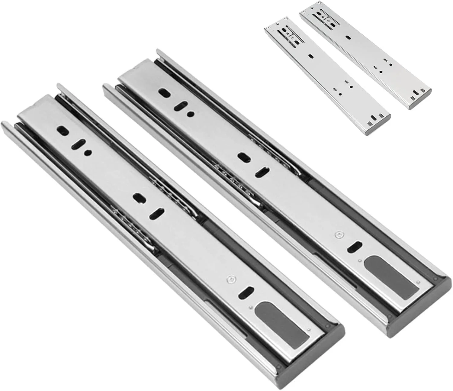 ریل کشو بیصدا برای مبلمان، لغزنده سختافزار کابینت خود بسته شو، بلبرینگ سه تایی با قابلیت باز شدن کامل، روکش روی-فولاد نورد سرد، 1 جفت، رنگی ریل کشو بیصدا برای مبلمان، لغزنده سختافزار کابینت خود بسته شو، بلبرینگ سه تایی با قابلیت باز شدن کامل، روکش روی-فولاد نورد سرد، 1 جفت، رنگی