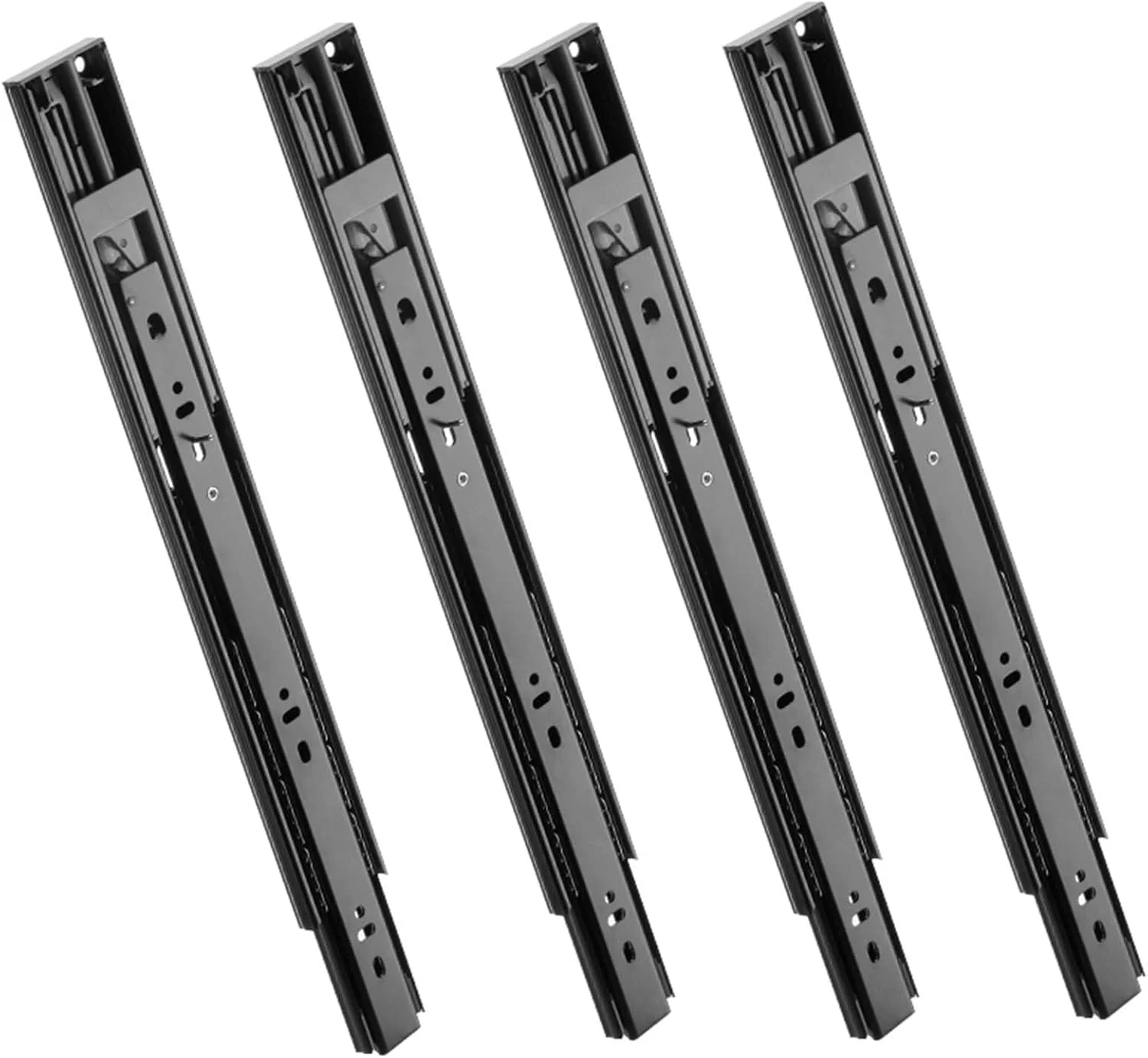 ریل کشو با بازشوندگی کامل، بلبرینگ نصب جانبی، ریل های آرام بند، ظرفیت بار 45 کیلوگرم، 2 جفت (35 سانتیمتر) ریل کشو با بازشوندگی کامل، بلبرینگ نصب جانبی، ریل های آرام بند، ظرفیت بار 45 کیلوگرم، 2 جفت (35 سانتیمتر)