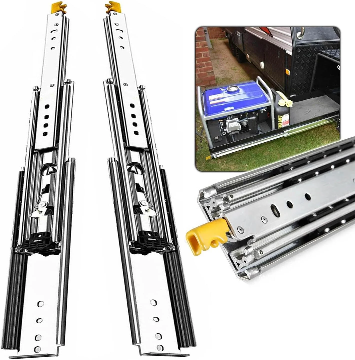 ریل کشویی سنگین با قفل، ریل کشو سه قسمتی با باز شدن کامل، ریل های کشویی بلبرینگ، صدای کم، ظرفیت 220 کیلوگرم، طول 100 تا 200 سانتی متر، 1 جفت (170 سانتی متر) ریل کشویی سنگین با قفل، ریل کشو سه قسمتی با باز شدن کامل، ریل های کشویی بلبرینگ، صدای کم، ظرفیت 220 کیلوگرم، طول 100 تا 200 سانتی متر، 1 جفت (170 سانتی متر)