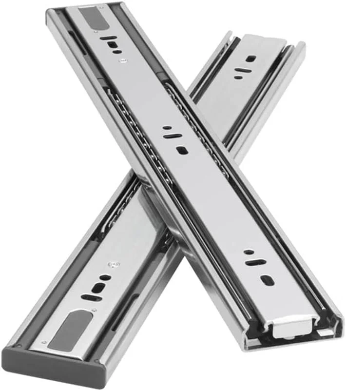 ریل کشو بی‌صدا برای مبلمان، لغزنده سخت‌افزار کابینت خود بسته شو، بلبرینگ سه تایی با قابلیت باز شدن کامل، روکش روی-فولاد نورد سرد، 1 جفت، رنگی