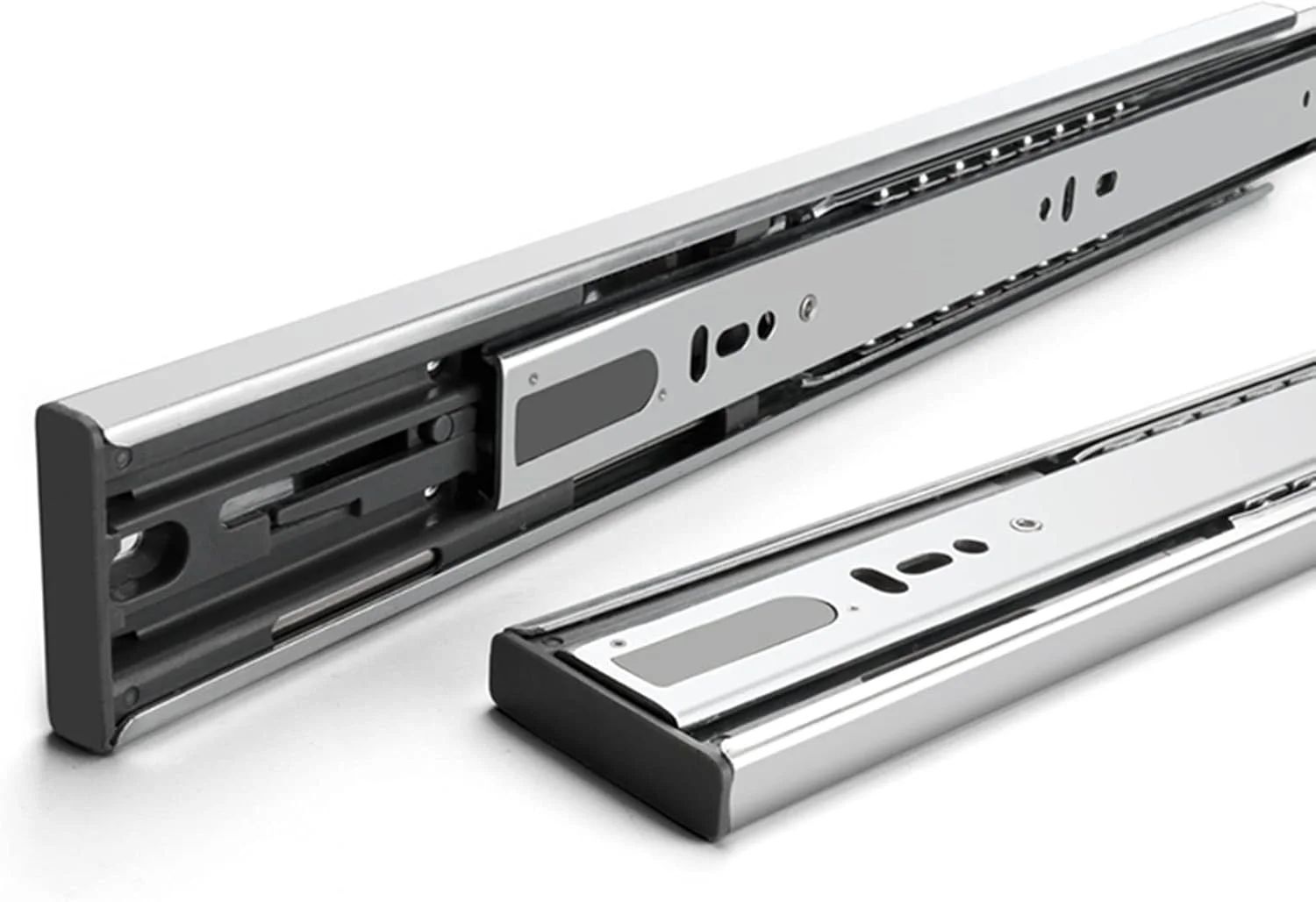 ریل کشو بی‌صدا برای مبلمان، لغزنده سخت‌افزار کابینت خود بسته شو، بلبرینگ سه تایی با قابلیت باز شدن کامل، روکش روی-فولاد نورد سرد، 1 جفت، رنگی