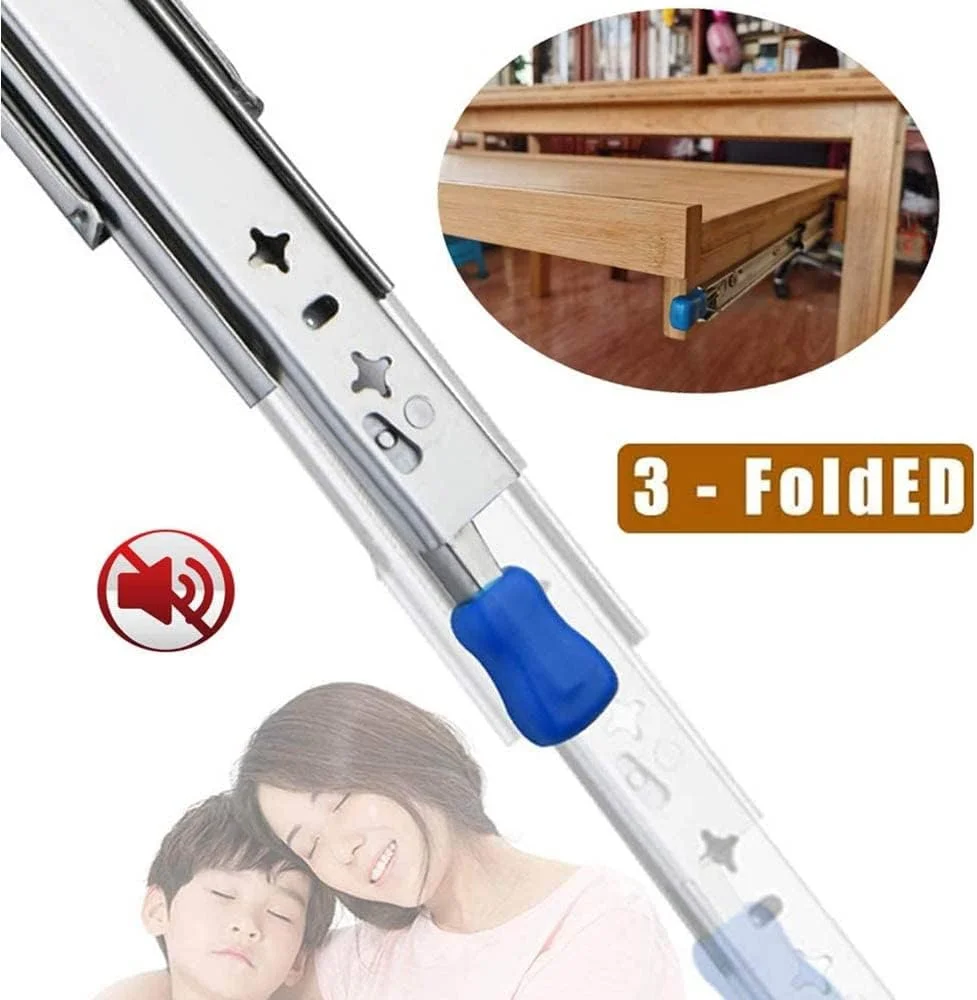 ریل کشویی سنگین، یک جفت بازشوندگی کامل با قفل، ریل های فلزی بلبرینگ سه بخشی، راهنمای مسیر، لغزنده ها، نصب جانبی، ظرفیت بار 120 کیلوگرم (30 سانتیمتر)