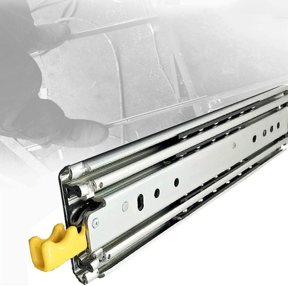 ریل کشویی فوق سنگین 40 42 44 46 48 50 52 54 56 58 60 اینچ، ریل های کشویی قفل دار با سه برابر شدن طول کامل، ریل های بلبرینگ، 1 جفت (یک رنگ 1300 میلی متر (52 اینچ))