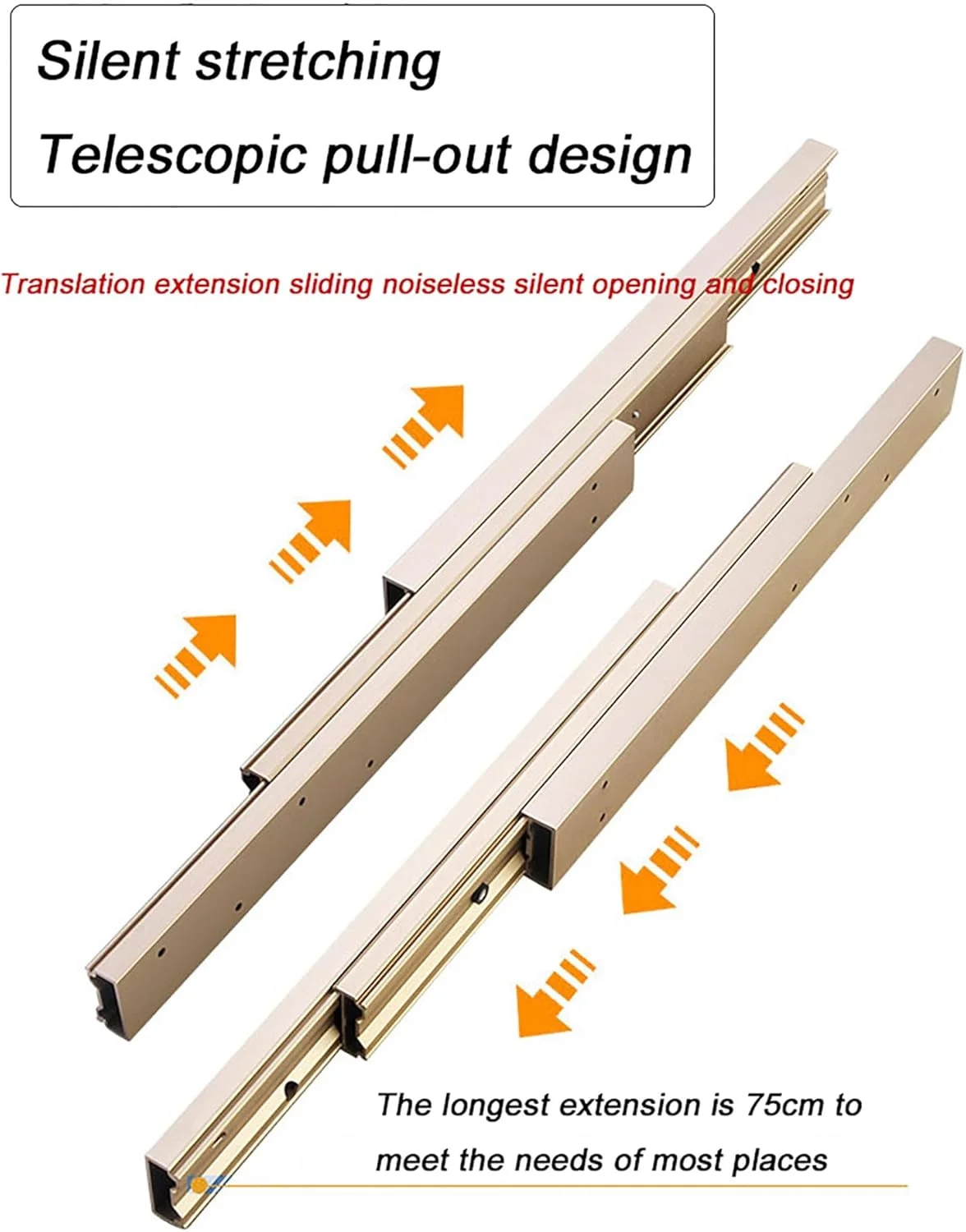 ریل کشویی سنگین کابینت مناسب جزیره آشپزخانه و کانتر - بلبرینگ فولادی، ظرفیت بار تا 80 کیلوگرم (550mm-1100mm)