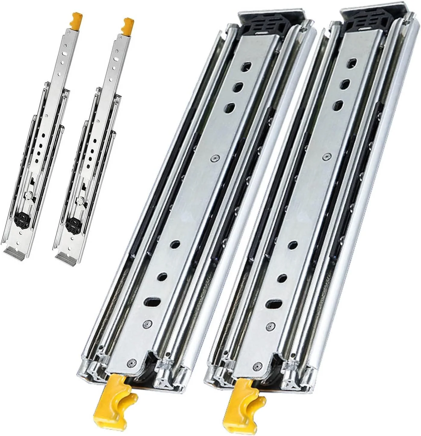 ریل کشویی فولادی سنگین، ریل های کشویی بلبرینگ با بازشوندگی کامل، 40" 44" 48" 52" 56" 60" 64" 68" 72" 76" 80"، ظرفیت بار 200 کیلوگرم، 1 جفت ریل صنعتی قفل دار (1900MM(76 اینچ))