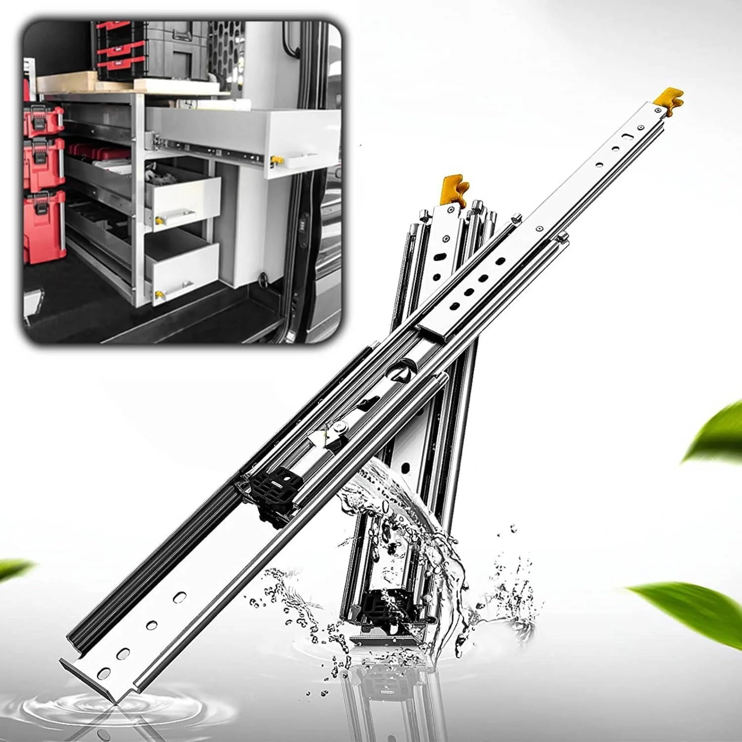 یک جفت ریل کشویی سنگین با قفل، ریل قفل‌دار صنعتی بلبرینگ با بازشوندگی کامل، سایزهای 40 42 44 46 48 50 52 54 56 58 60 64 68 72 76 80 اینچ با ظرفیت بارگیری 450 پوند (1800MM(72 اینچ))