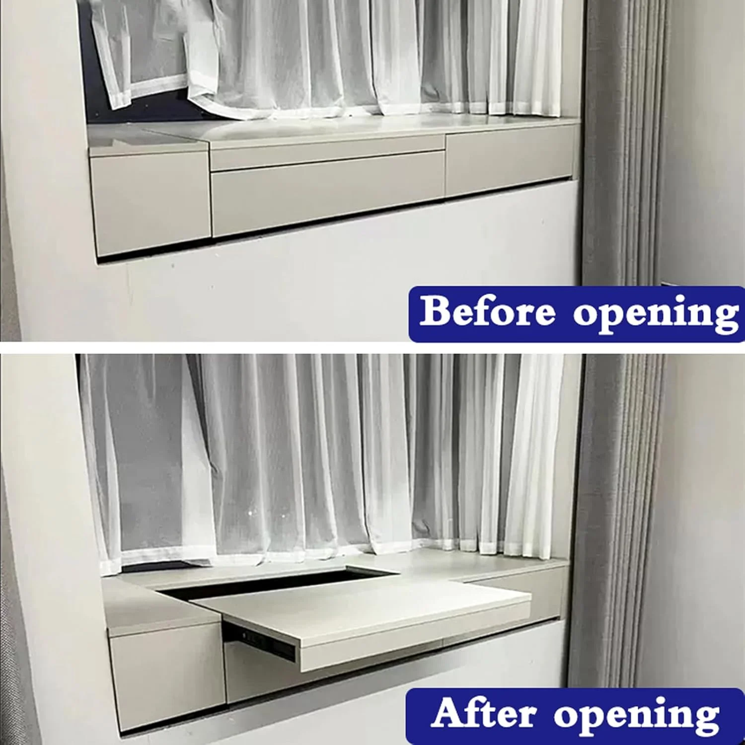 ریل تلسکوپی میز با باز شدن کامل، ریل کشویی میز تاشو، ریل کشویی سنگین با نصب جانبی، با مکانیزم آرام بند مخفی، مناسب برای میز کار، میز غذاخوری (یک جفت)