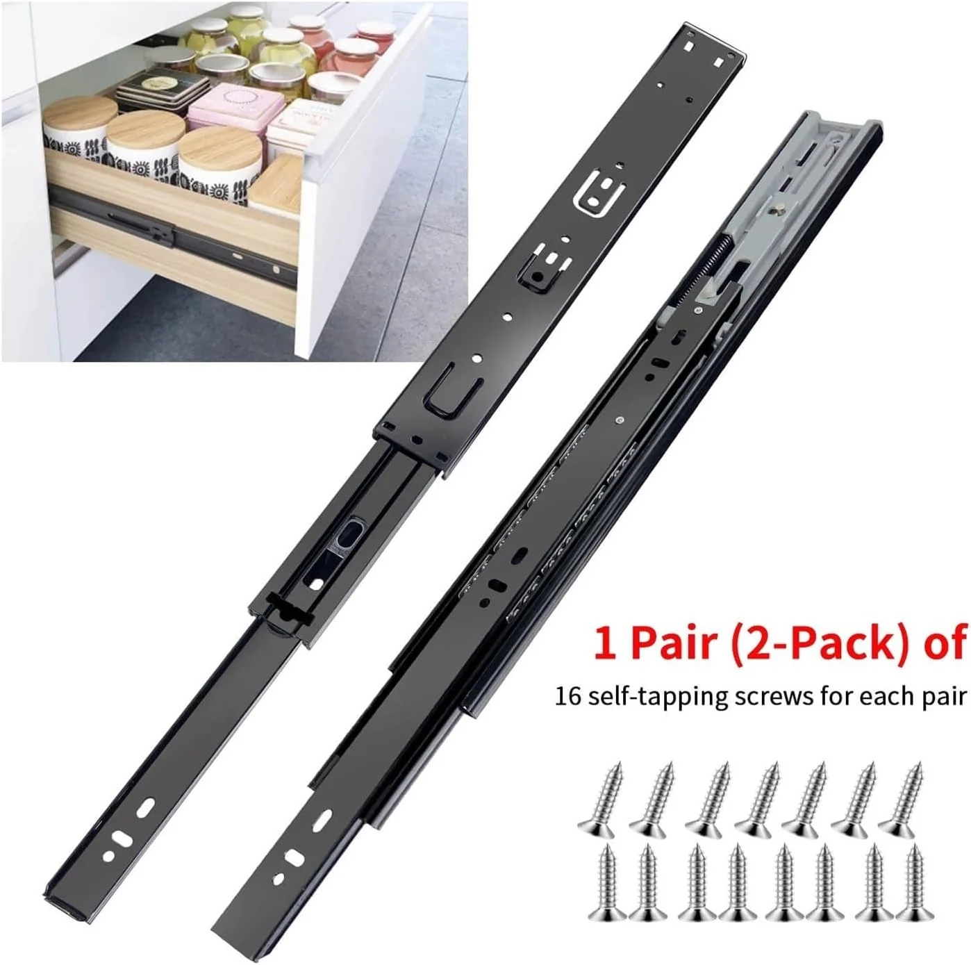 ریل کشو با حرکت کامل، نصب جانبی، 25 تا 60 سانتی متر، بلبرینگ فلزی، ریل های مشکی، راهنمای مسیر، لغزنده های ریل کشو، روتین 30 سانتی متر (بافر 40 سانتی متر) ریل کشو با حرکت کامل، نصب جانبی، 25 تا 60 سانتی متر، بلبرینگ فلزی، ریل های مشکی، راهنمای مسیر، لغزنده های ریل کشو، روتین 30 سانتی متر (بافر 40 سانتی متر)