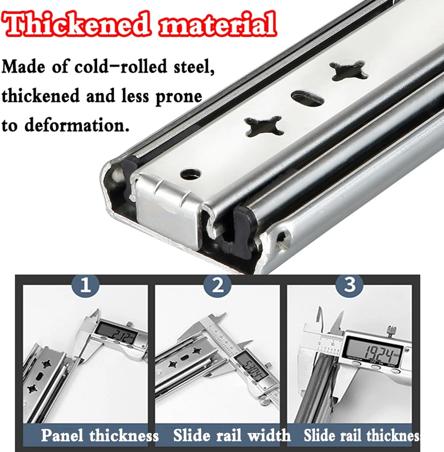 ریل های افزایش طول میز، ریل افزایش طول کامل میز، ریل های کشو با مکانیزم بسته شدن نرم و پنهان، نصب جانبی، عملکرد روان، مناسب برای میزهای رویدادها، جشنواره ها و شام (یک جفت)