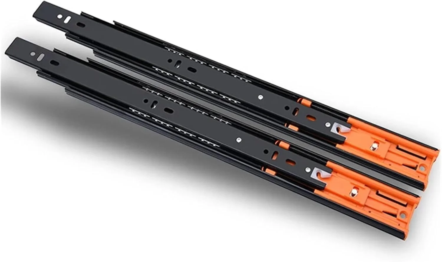 ریل کشو بلبرینگی 45 میلی‌متری با مکانیزم آرام بند، سه تیکه با باز شدن کامل، نصب جانبی، ظرفیت بار 45 کیلوگرم، لغزنده مبلمان، 25 سانتی‌متر (60 سانتی‌متر)