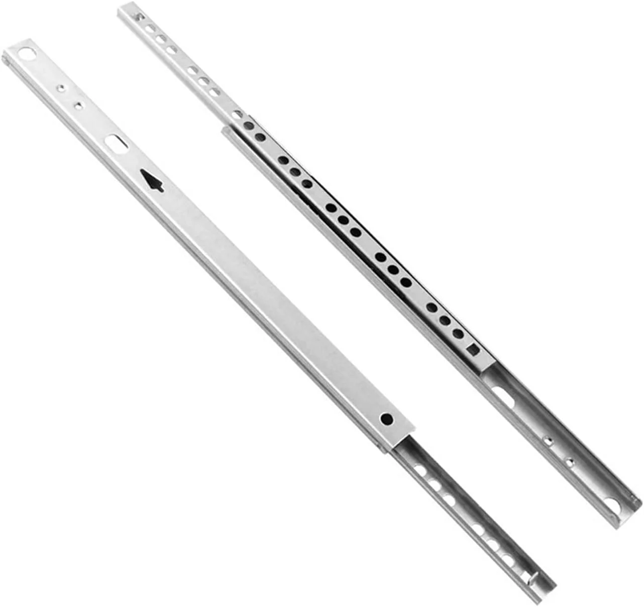 یک جفت مینی ریل کشو 17 میلی متری عریض، راهنمای توپی، ریل کشو دو قسمتی، ریل های فولادی، اتصالات سخت افزاری مبلمان (406 میلی متر 16 اینچ)