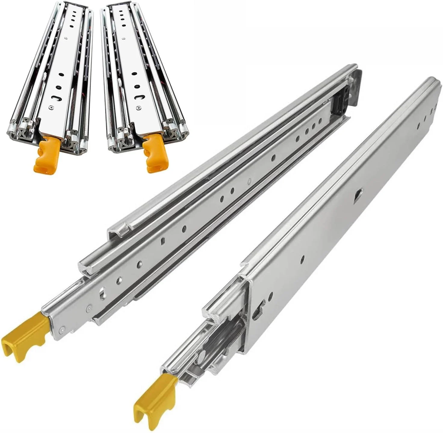 ریل کشو با قفل دوبل، ریل کشو سنگین تمام بازشو، ریل بلبرینگ، مسیر، 40 42 44 46 48 50 52 54 56 58 60 64 68 72 76 80 اینچ، 1 جفت، نصب جانبی) (1450MM(58 اینچ))