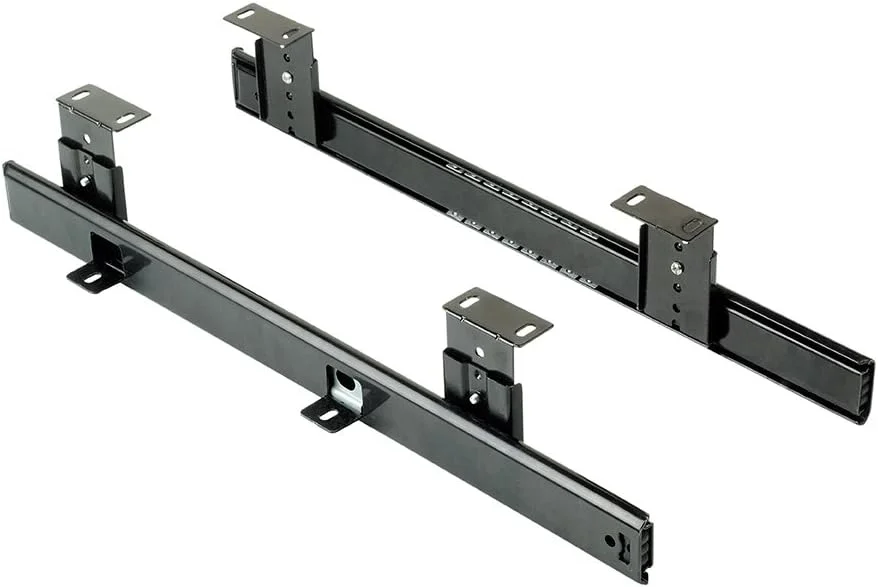 اموکا - ریل های بلبرینگ برای پلتفرم/قفسه/کشو زیر میز، کیت ریل نگهدارنده صفحه کلید با قابلیت تنظیم ارتفاع، فولاد، روکش زینک مشکی، 20 ut