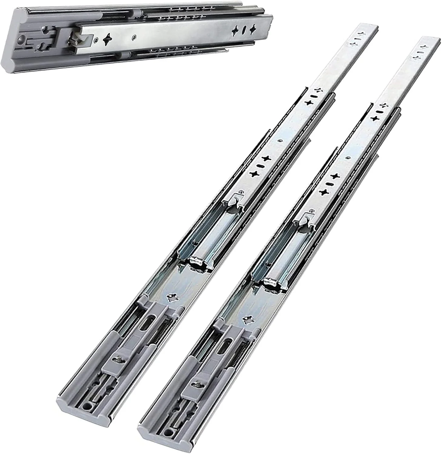 ریل کشو 300 تا 800 میلی متر با مکانیزم آرام بند - یک جفت ریل تلسکوپی فلزی سنگین - ظرفیت بار 110 کیلوگرم - ریل کشو کابینت