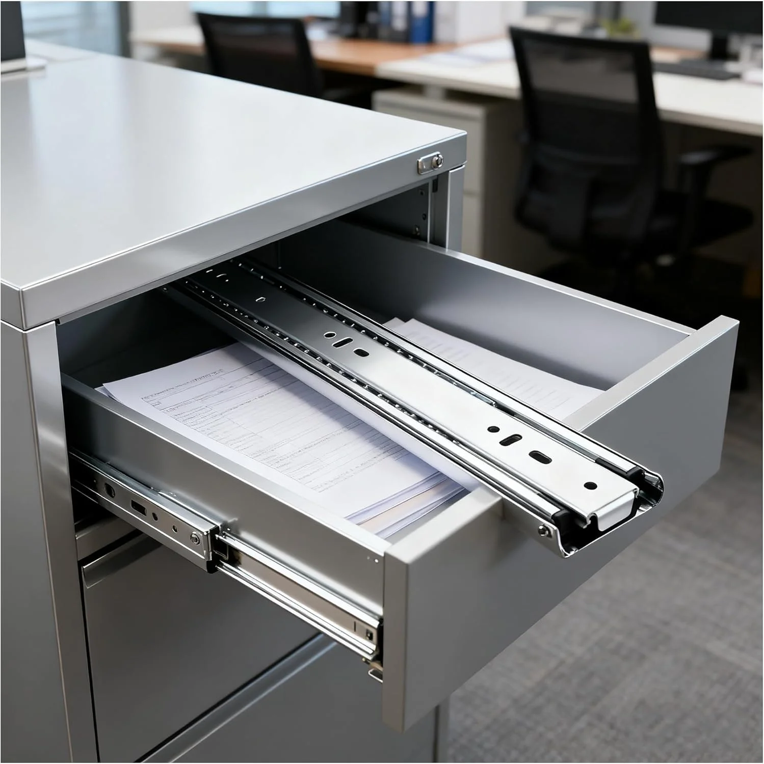 ریل کشو 25 تا 100 سانتی متری کابینت سنگین - ریل کشو بلبرینگ با خروج کامل ریل کابینت آشپزخانه ظرفیت 60 کیلوگرم (75 سانتی متر)