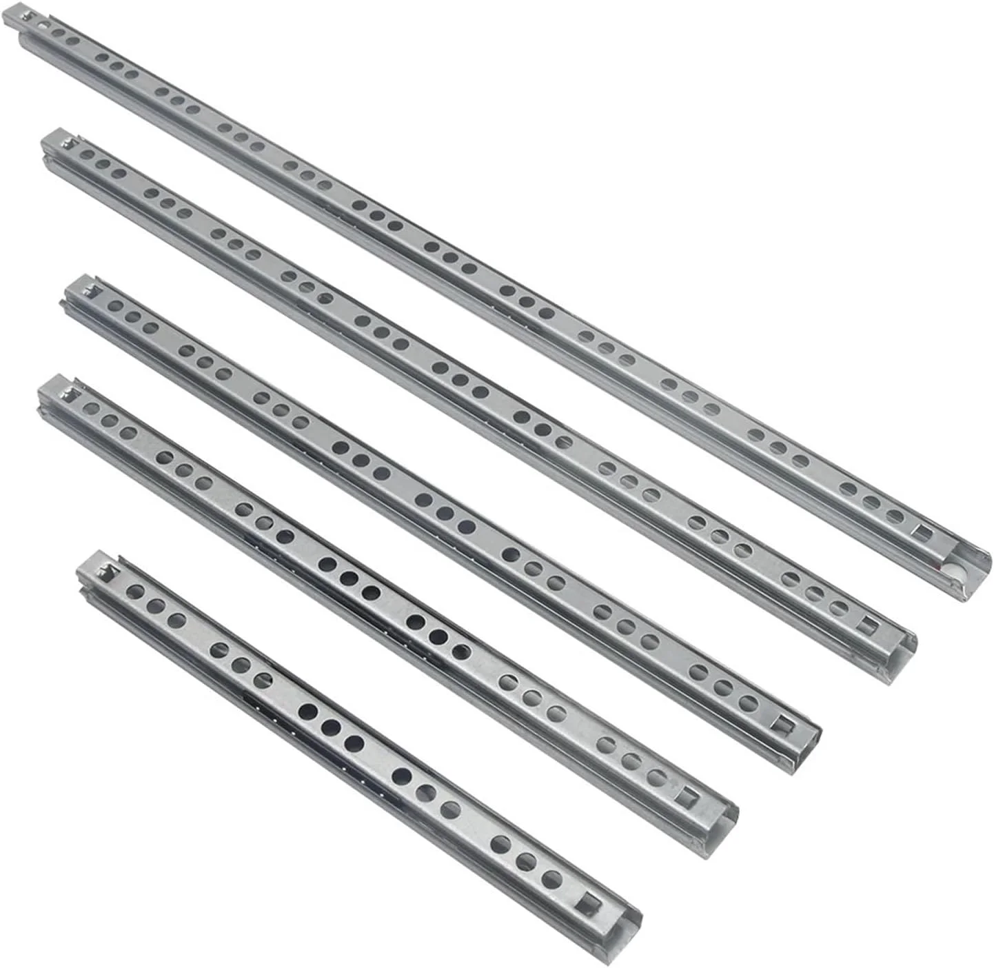 یک جفت ریل کشویی ساچمه ای مینیاتوری دو قسمتی 17 میلی متری فولادی تاشو، اتصالات سخت افزاری مبلمان (246 میلی متر 10 اینچ)