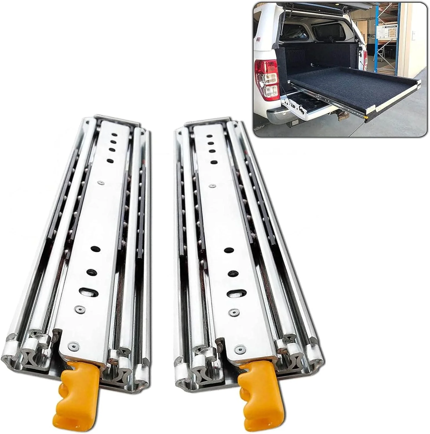 یک جفت ریل کشو فوق سنگین 1000 1050 1100 1150 1200 1250 1300 1350 1400 1450 1500 میلی‌متری با قفل، پهنای 76 میلی‌متر، بارگیری 220 کیلوگرم (تک رنگ 1300 میلی‌متر (52 اینچ))