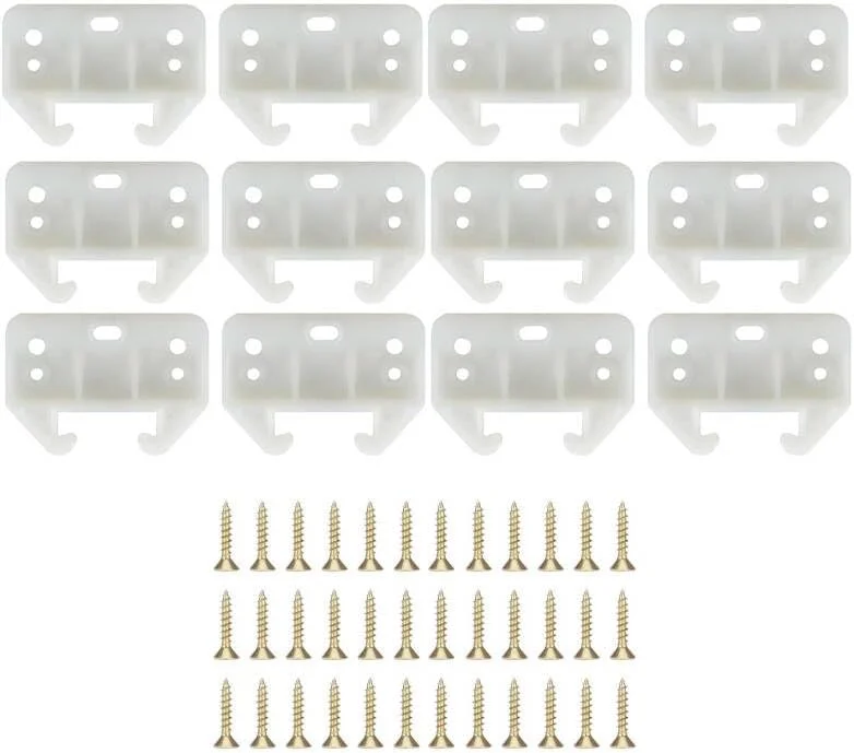 راهنمای ریل کشو نصب از پایین، بسته 12 عددی براکت های پلاستیکی ریل کشو همراه با پیچ های نصب برای کمد، کابینت، کمد دیواری و غیره