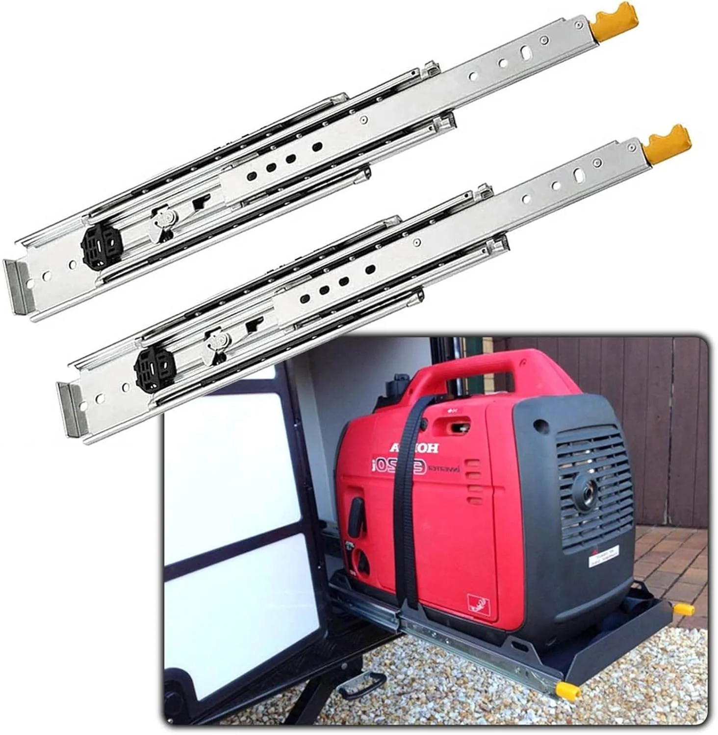 ریل کشویی قفل دار فوق سنگین، ریل کشویی با قابلیت باز شدن کامل، ریل های بلبرینگ، ظرفیت بار 200 کیلوگرم، نقره ای 1000 1050 1100 1150 1200 1250 1300 1400 1500 میلی متر، 1 جفت (تک رنگ 1500MM(60in))