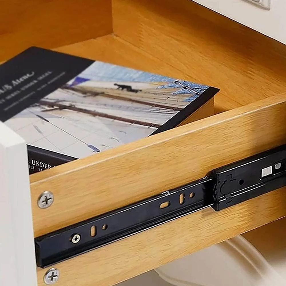 4 عدد ریل کشو سنگین، بلبرینگ دار، حرکت نرم و بی صدا، ریل مخفی کشو میز، ورق فولادی نورد سرد، صدای کم، رنگی (چند رنگ)