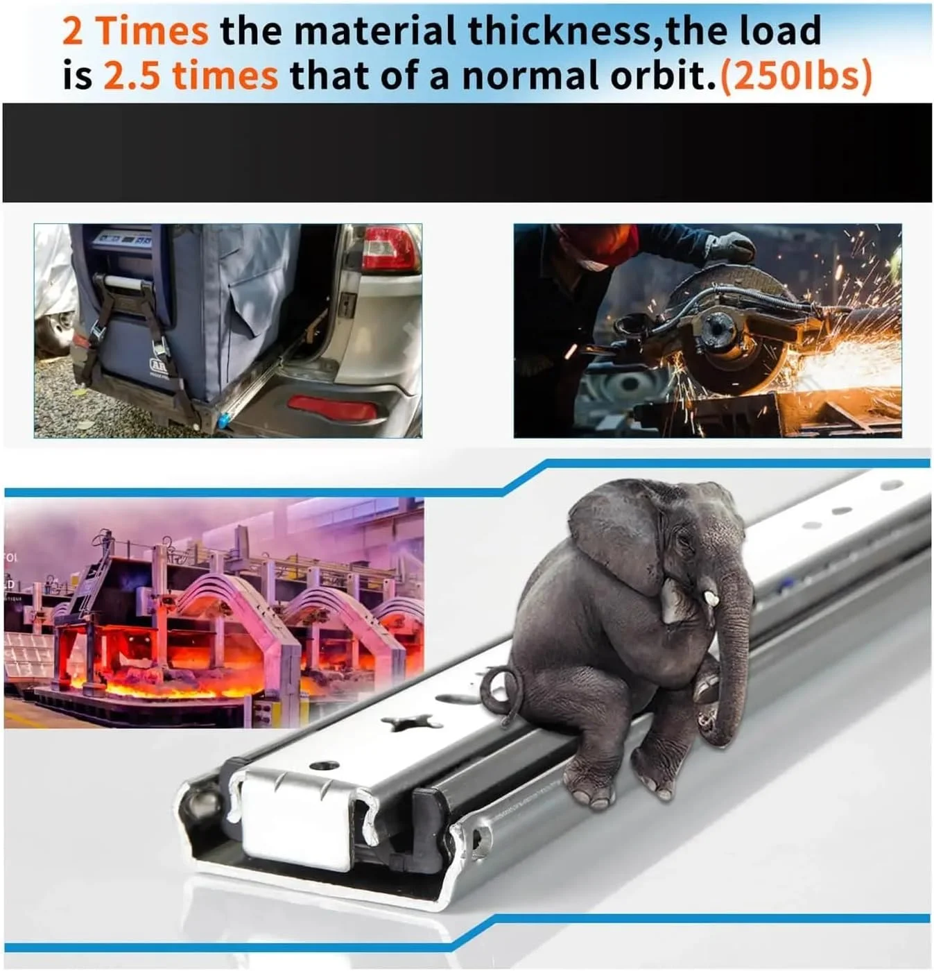 ریل کشویی سنگین برای کشو، طول های 250mm، 300m، 350mm، 400mm، 450m، 500mm، 550mm، 600mm، 700mm، 800mm، 900mm، 1000m، یک جفت (بدون قفل 48 اینچ (1200mm))