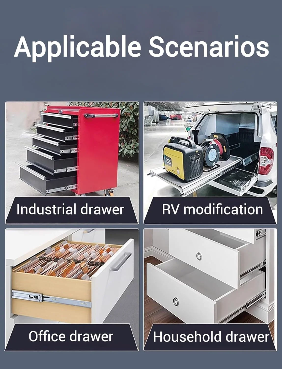 ریل کشو تلسکوپی آرام بند با ظرفیت بار تا 60 کیلوگرم، باز شدن کامل سه زمانه، بلبرینگ دار، نصب جانبی، یک جفت (بدون قفل) (65 سانتی متر)