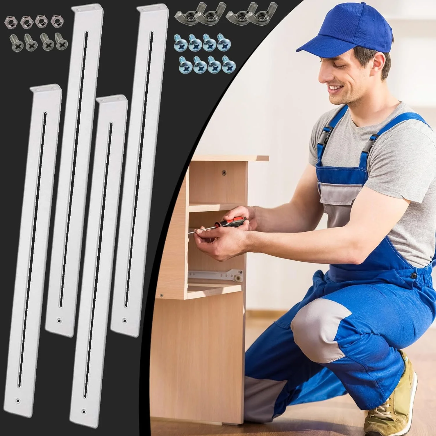 نگهدارنده کف کشو - سخت افزار سنگین و ضد افتادگی، براکت نگهدارنده جایگزین کشو | برای تقویت و تعمیر کابینت، کمد، آشپزخانه چوبی، ام دی اف، نئوپان