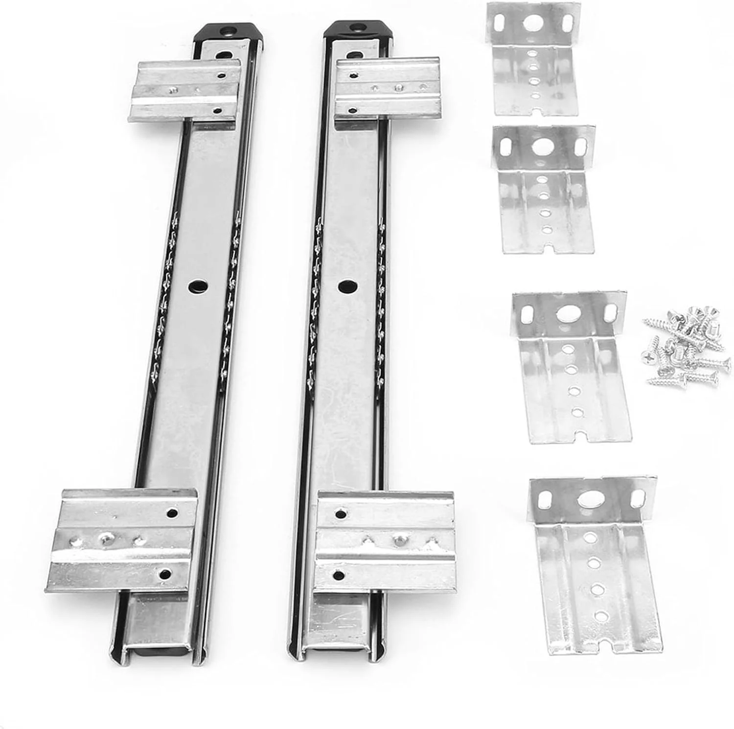 ریل اسلاید کیبورد فولادی ضخیم نورد سرد با قابلیت تنظیم ارتفاع، حرکت روان و ساختار بادوام برای میز کامپیوتر، سفید مشکی، 35.6 x 3.3 سانتی متر، 2 عدد (سفید)