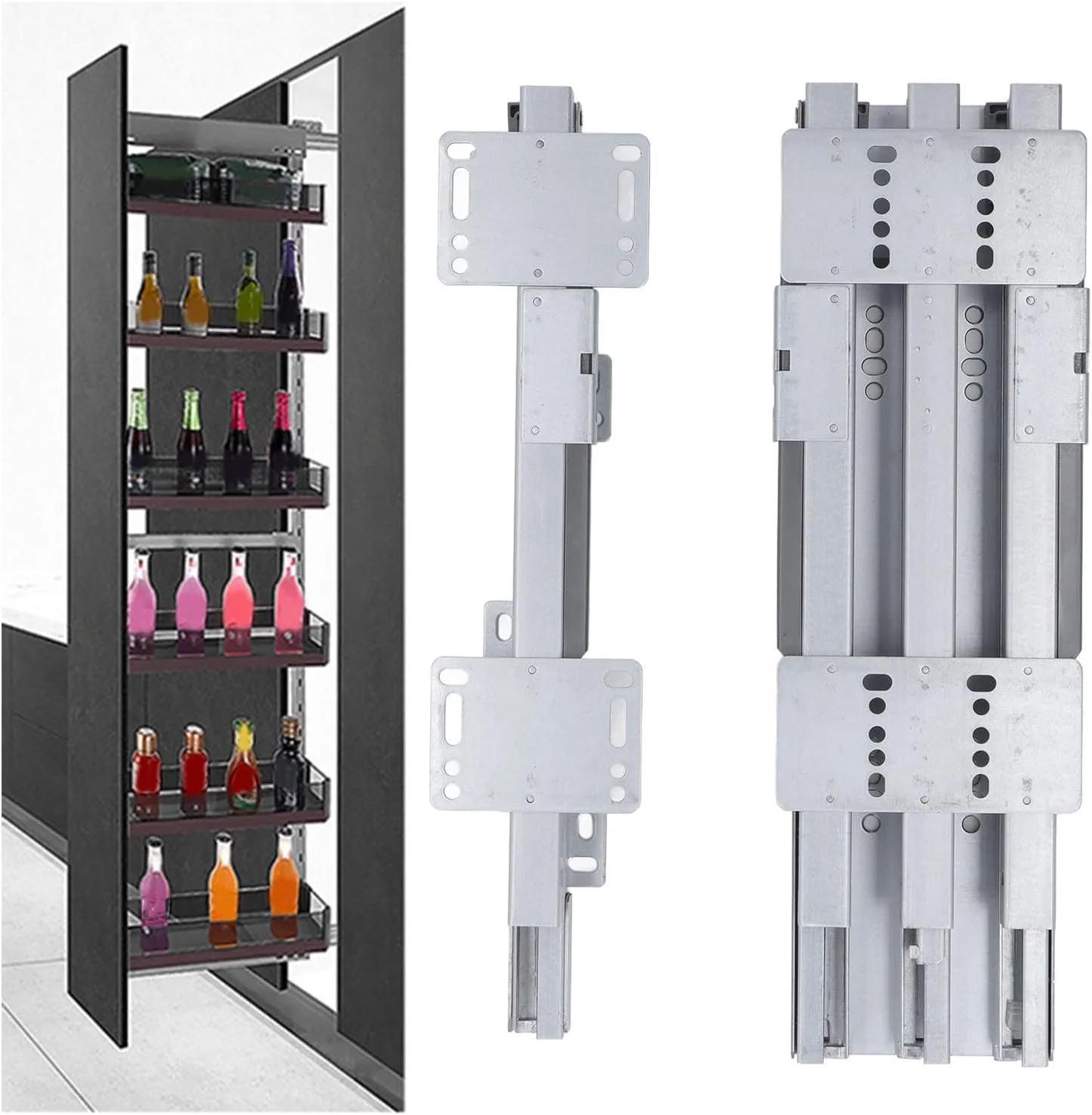 ریل کشویی فولادی نورد سرد 60 کیلوگرمی Eujgoov با عملکرد پد میرایی برای کابینت ها و کمدها