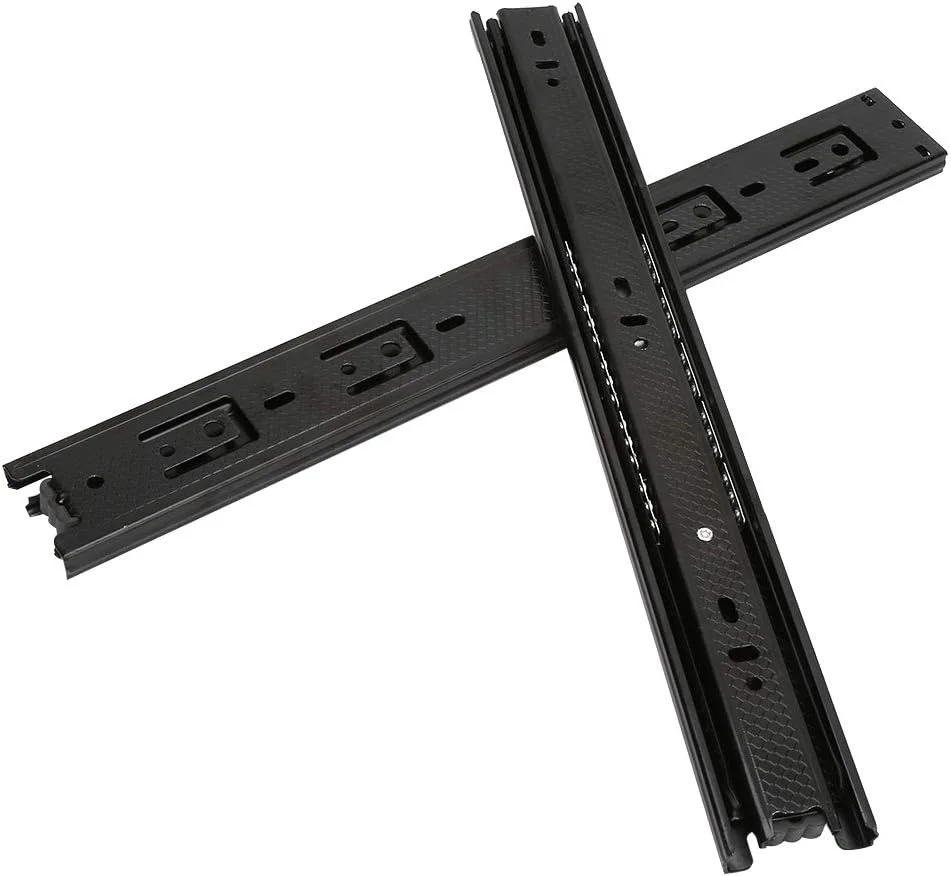 DEWIN راهنمای کشو بلبرینگ ریلی 3 تکه، راهنمای کشویی، بافر میرایی، راهنمای کشو با بسته شدن نرم برای کشوهای کابینت 35 x 4.5 سانتی متر