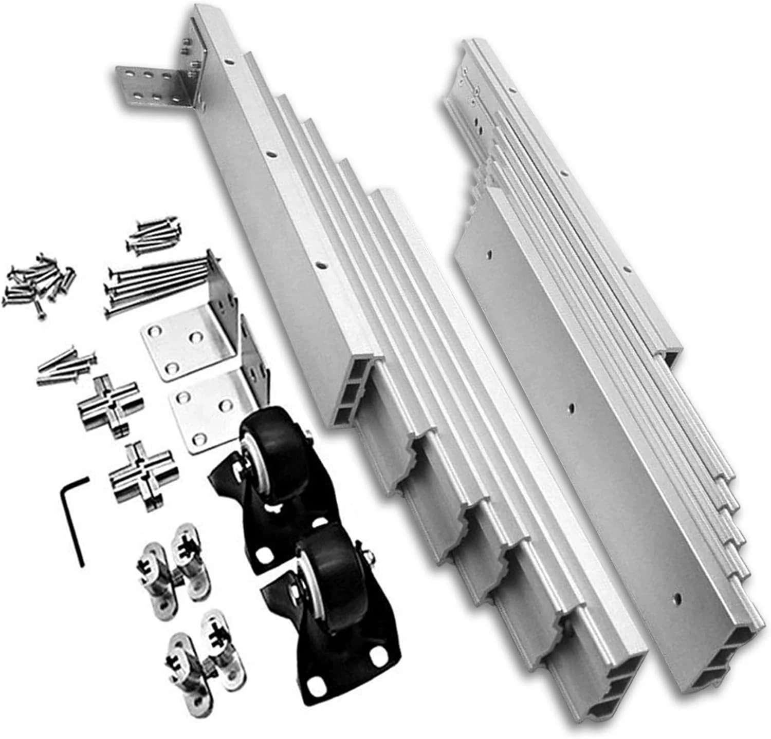 ریل لولای میز کابینت تلسکوپی آلومینیومی، اسلاید میز کشویی، میله ریل میز ناهارخوری نوع کشویی برای میز پنهان، میز آشپزخانه، 1450 میلی متر